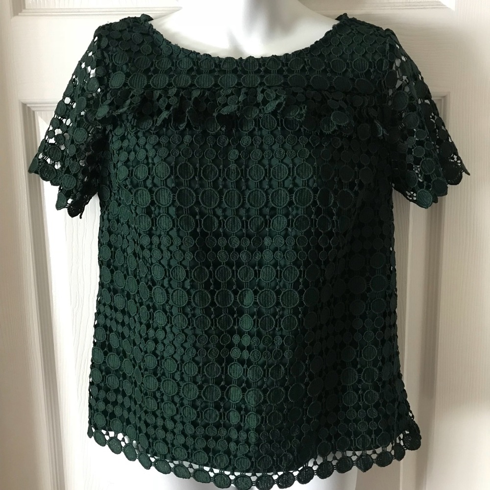 RSVP by Talbots Hunter Green Lace Blouse Size P